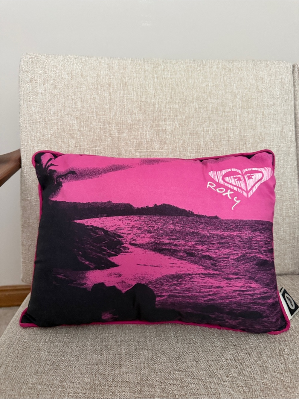 Roxy beach scene accent pillow